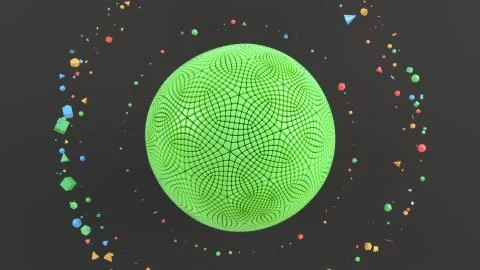 Green sphere on the black surface Stock Illustration
