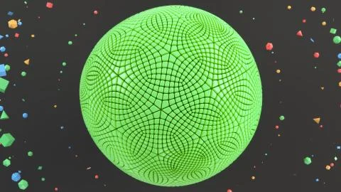 Green sphere on the black surface Stock Illustration