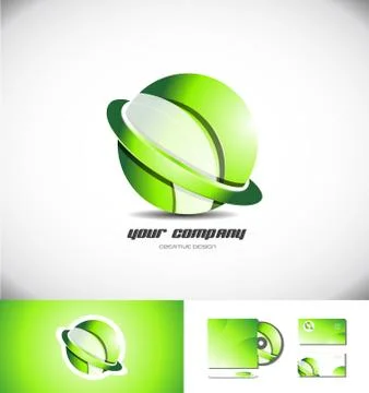 Green sphere ring 3d logo icon design Stock Illustration