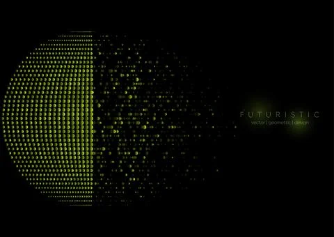 Green sphere of tech halftones dots abstract minimal background Illustrazione stock