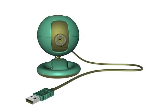 Green spherical webcam with cable Stock Illustration