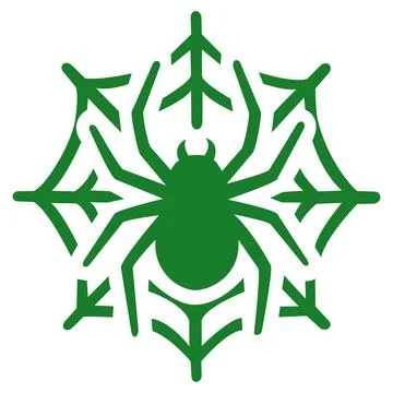Green spider in web flat halloween icon Stock Illustration