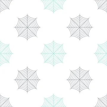 Green Spider web icon isolated seamless pattern on white background. Cobweb sign Stock Illustration