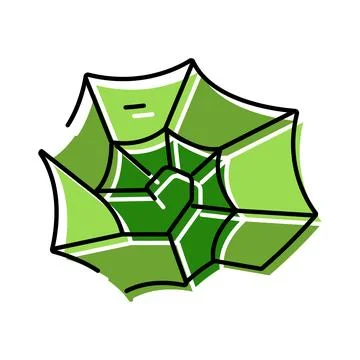 Green spider web line icon drawing design Illustrazione stock