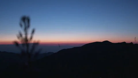 Green Spike And Grass at sunset. Mountain silhouette Stock Footage 266417461