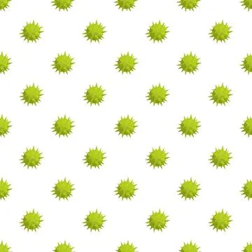 Green spiky chestnut shells repeating pattern on white イラスト素材