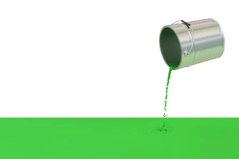 Green spilled paint concept, 3D rendering Stock Illustration