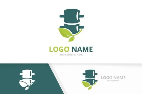 Green spine logo design. Vector natural spinal diagnostic center logotype. Illustrazione stock