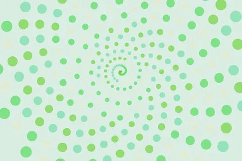 Green spiral pattern with dots creating a swirling design Stock Photos