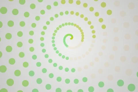 Green spiral pattern with dots on light background Stock Illustration