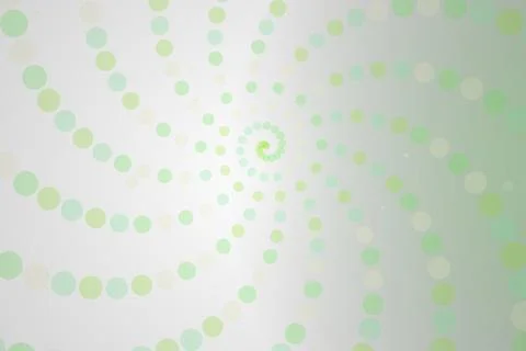 Green spiral pattern with dots on a light background Stock Photos