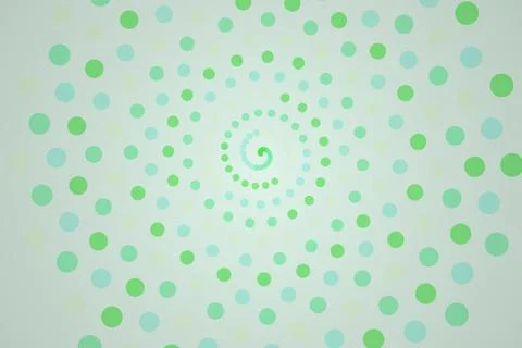Green spiral pattern with dots on light background Stock Photos