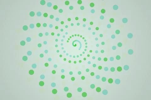 Green spiral pattern of dots on light background Stock Photos