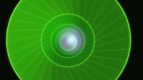Green spiral pattern with light at the center creating dynamic motion Stock Footage 337301707