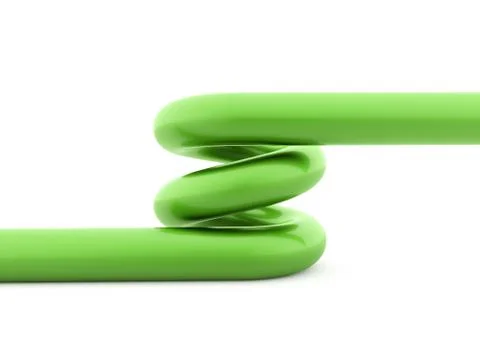 Green spiral string rendered on white background Stock Illustration