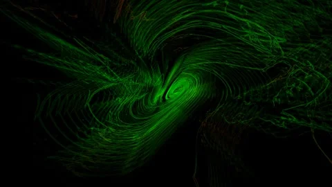 Green spiral waves on a black background Stock Footage 260462567