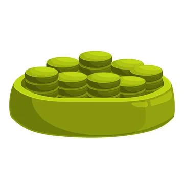 Green spirulina or chlorella tablets filling a bowl for wellness Stock Illustration