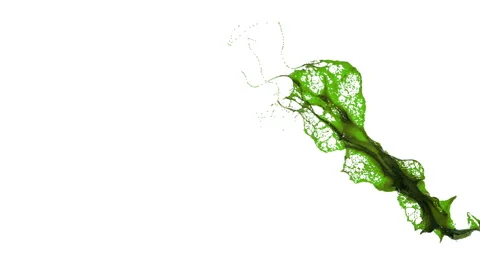 Green splash in slow motion. big splashes. tinted oil Stock Footage 68748497