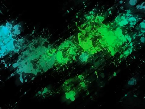 Green splashes on a black background. Abstract pattern 库存插图