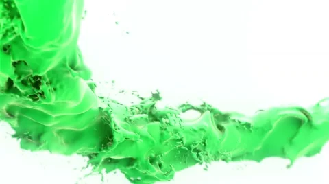 Green splashing paint flow Stock Footage 60585220