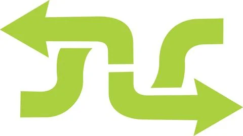 Green split and merge path arrow icon Stock Illustration