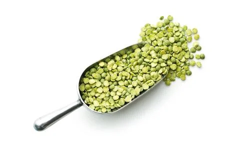 Green split peas in metal scoop. Green split peas in metal scoop isolated ... Stock Photos