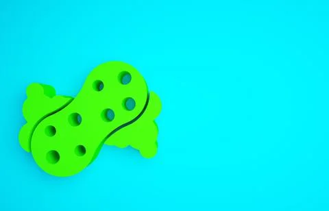 Green Sponge with bubbles icon isolated on blue background. Wisp of bast for  Stock Illustration
