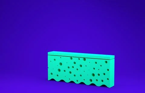 Green Sponge with bubbles icon isolated on blue background. Wisp of bast for  Stock Illustration