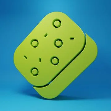 Green Sponge with bubbles icon isolated on blue background. Wisp of bast fo.. Stock Illustration
