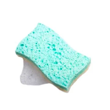 Green sponge with foam Stock Photos