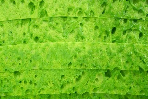 Green sponge in section. Layered sponge. Melted sponge texture. Foto stock