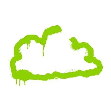 Green spray paint cloud shape dripping outline Stock Illustration