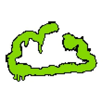 Green spray paint cloud shape dripping outline Stock Illustration