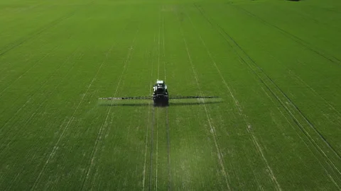 Green Sprayer Spraying Field Stock Footage 156472907