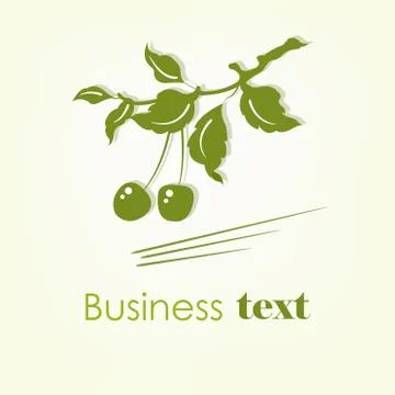 Green sprigs of cherry shape Stock Illustration