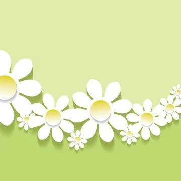Green spring background 3D flowers vector design Stock Illustration
