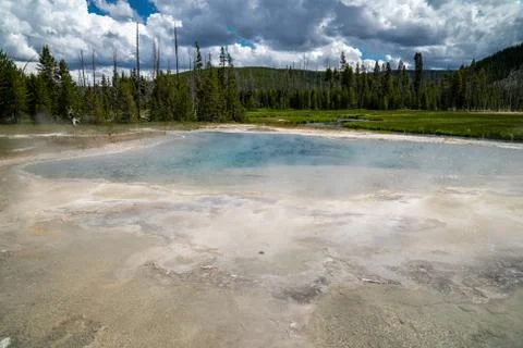 Green Spring, in the Black Sand Geyser Basin in Yellowstone National Park Stock Photos