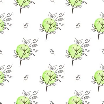 Green spring floral seamless pattern Illustrazione stock