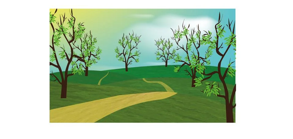 Green spring landscape Stock Illustration