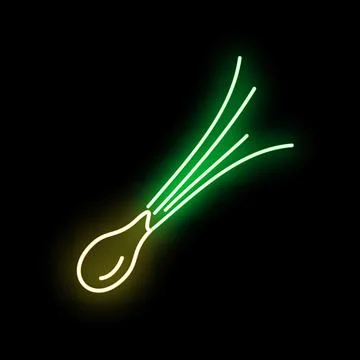 Green spring onion neon light icon glowing Stock Illustration