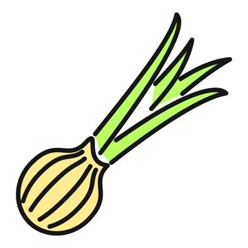 Green spring onion vegetable ingredient cartoon icon Stock Illustration