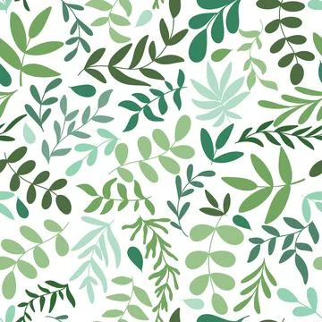 Green spring rustic seamless pattern with foliage Stockillustratie