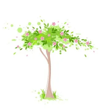 Green spring tree Stock Illustration