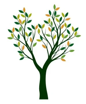 Green Spring Tree. Vector outline Illustration. Stock Illustration