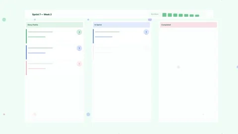 Green Sprint Board Agile Scrum Burndown Flat Design Loop Stockbeeldmateriaal 342606089