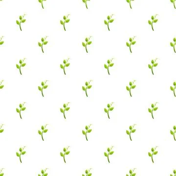Green sprout branch pattern creating seamless background Stock Illustration