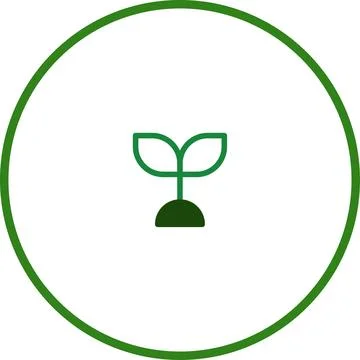 Green sprout icon in circle, representing growth, sustainability, and envir.. Stock Illustration