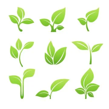 Green sprout symbol vector icon set Stock Illustration