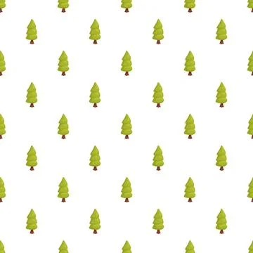 Green spruce trees creating seamless evergreen pattern Stock Illustration