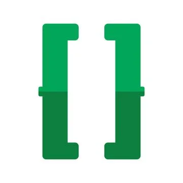 Green square brackets showing programming code on white background 库存插图